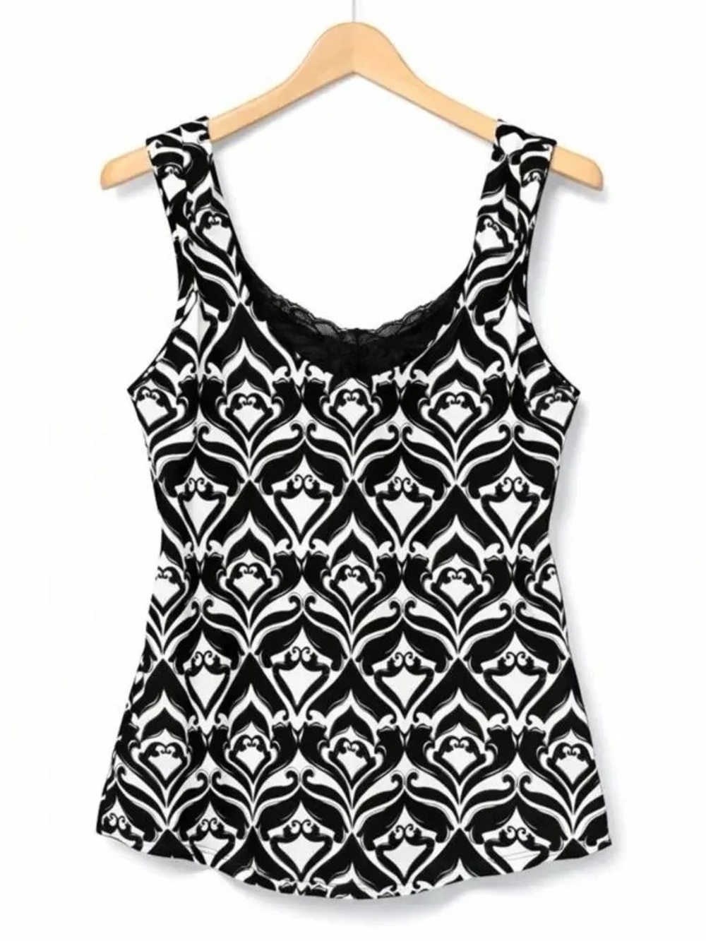 White House Black Market Babydoll Top Womens Size Large Black White
